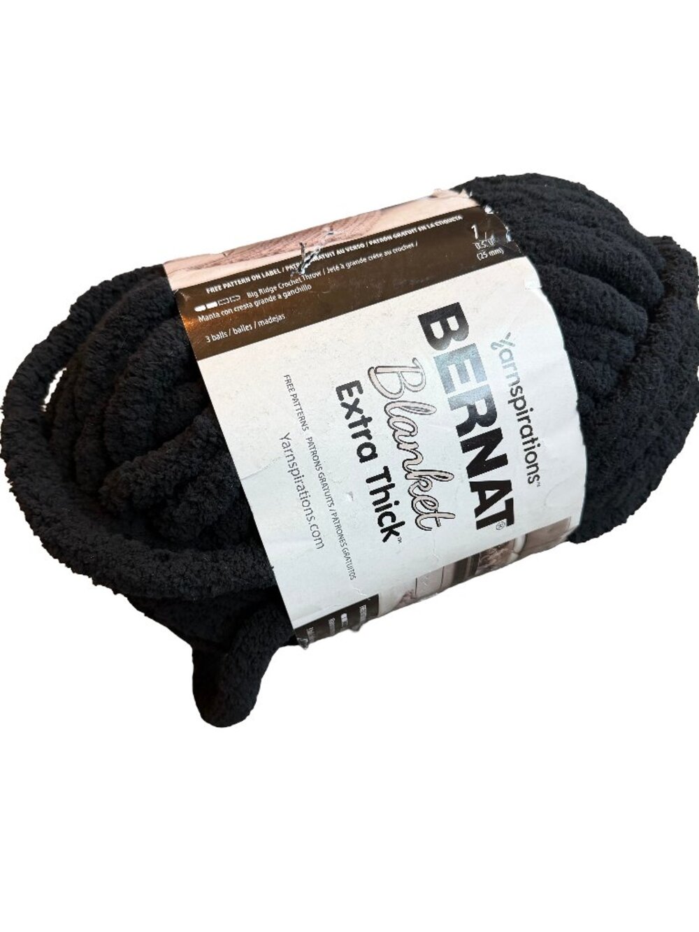 Bernat Blanket Extra Thick Yarn Yarnspirations Black 21.2 Oz 72 Yards Soft New